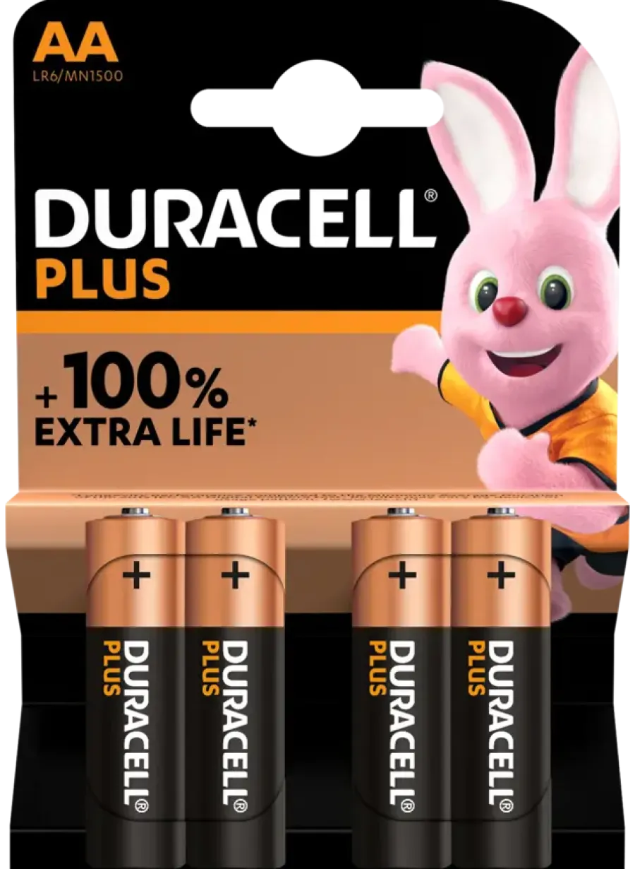 Batterijen > Duracell Batterij AA Alkaline Plus 4 stuks