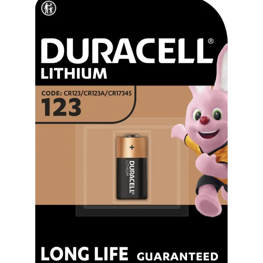 Batterijen > Duracell Batterij CR123A Lithium 1550mAh 3V