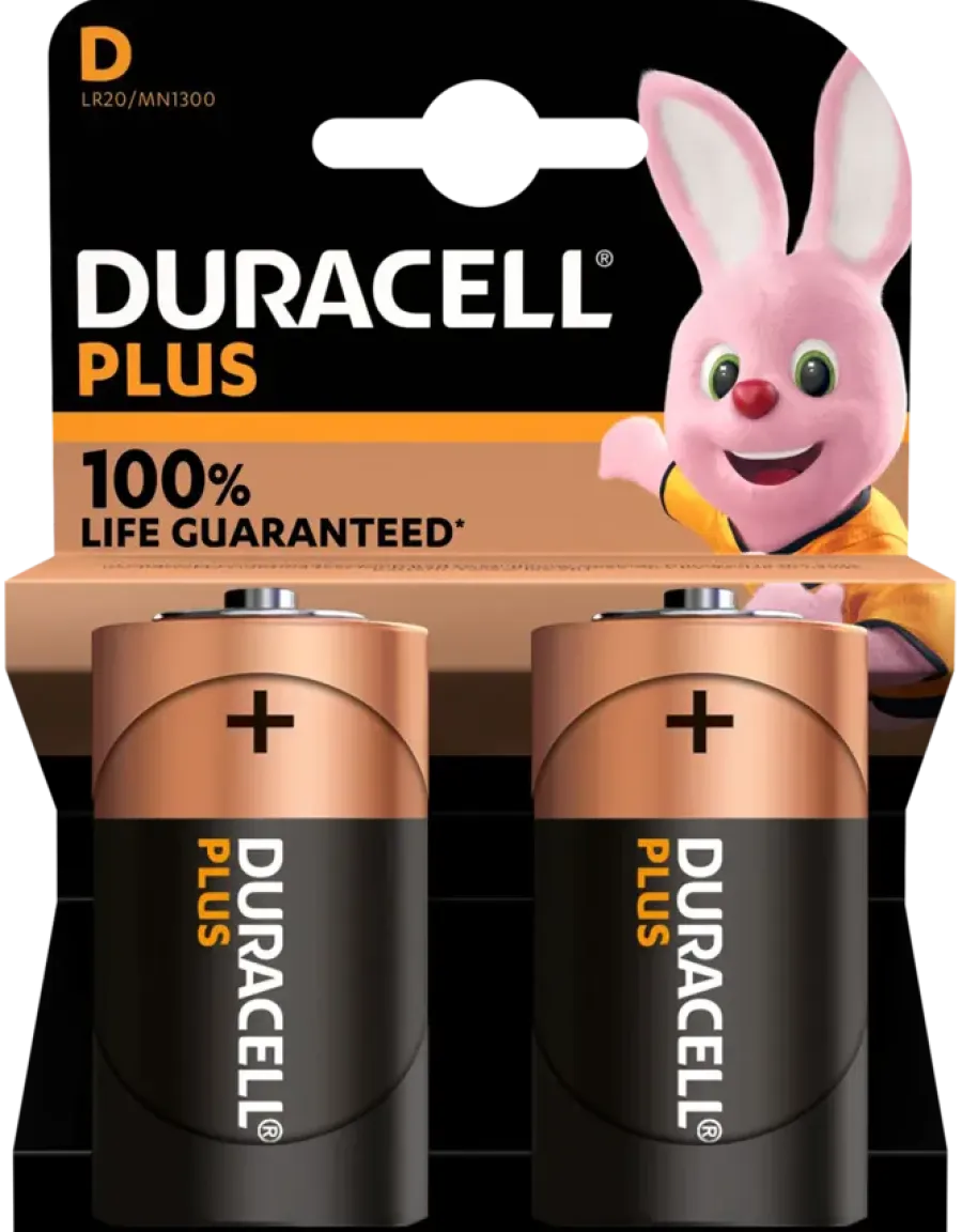 Batterijen > Duracell Batterij D Alkaline Plus 2 stuks