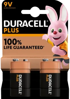 Batterijen > Duracell Batterij 9V Alkaline AA Plus 2 stuks