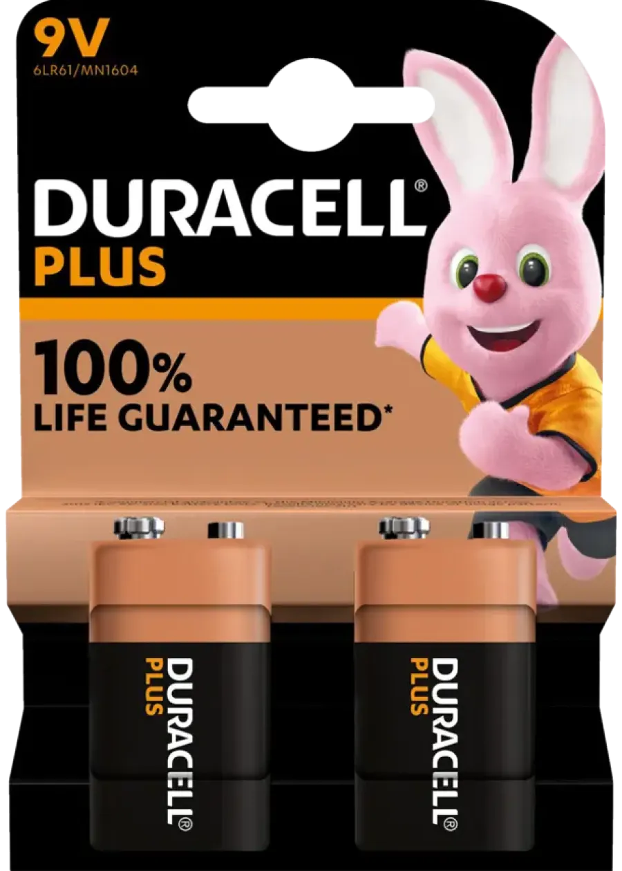 Batterijen > Duracell Batterij 9V Alkaline AA Plus 2 stuks