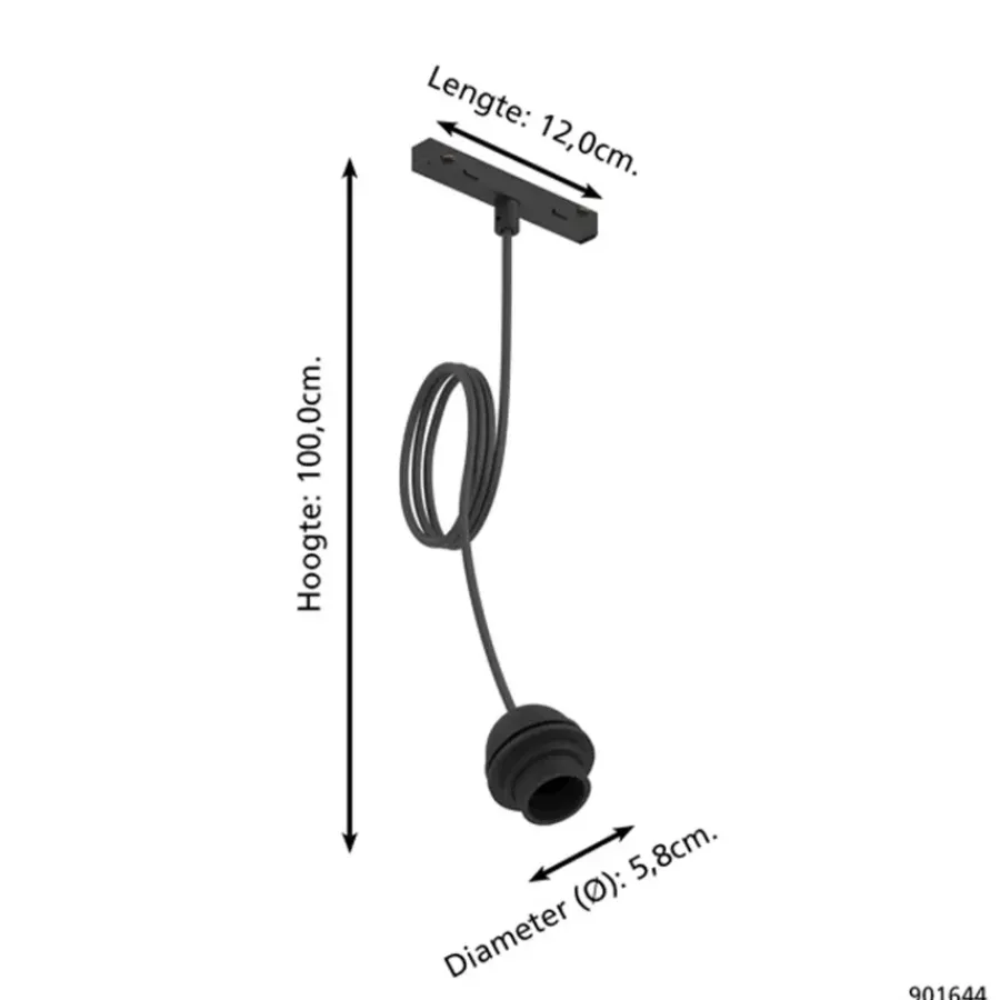 Audio & Video Accessoires > Eglo EasyTrack railverlichting hanglamp adapter E27 zwart