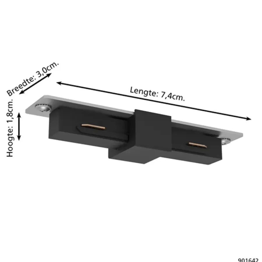 Audio & Video Accessoires > Eglo EasyTrack railverlichting koppelstuk recht zwart