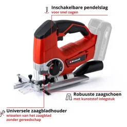Accu Decoupeerzaag|Zaagmachines & -tafels > EINHELL 18V accu decoupeerzaag TE-JS 18/80 LI zonder accu