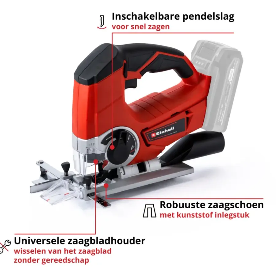 Accu Decoupeerzaag|Zaagmachines & -tafels > EINHELL 18V accu decoupeerzaag TE-JS 18/80 LI zonder accu