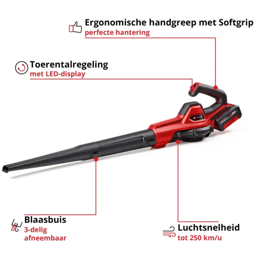 Bladblazers > EINHELL 18V bladblazer GE-UB 18/250 Li E incl 4.0 Ah accu en lader