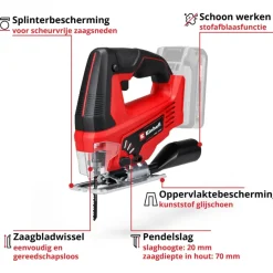 Accu Decoupeerzaag|Zaagmachines & -tafels > EINHELL 18V decoupeerzaag TC-JS 18 LI (zonder accu)