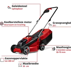 Grasmaaiers > EINHELL 18V grasmaaier GE-CM 18/30 Li incl 3.0Ah accu en oplader