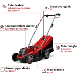 Grasmaaiers > EINHELL 18V grasmaaier GE-CM 18/33 Li Kit (incl. 4.0Ah accu en oplader)