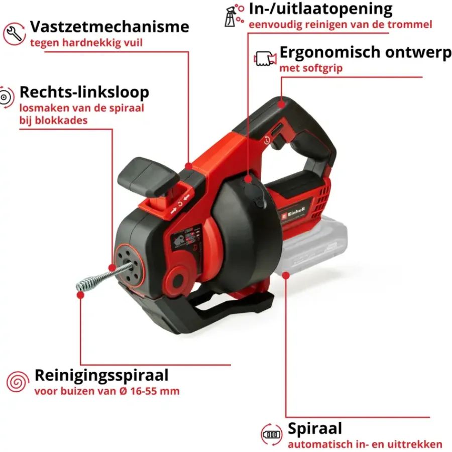 Ontstoppers > EINHELL 18V rioolontstopper TE-DA 18/760 Li Solo (zonder accu)
