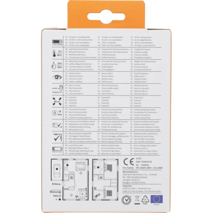 Rookmelders > Elro FS2010 optische rookmelder inclusief 10 jaar lithium batterij