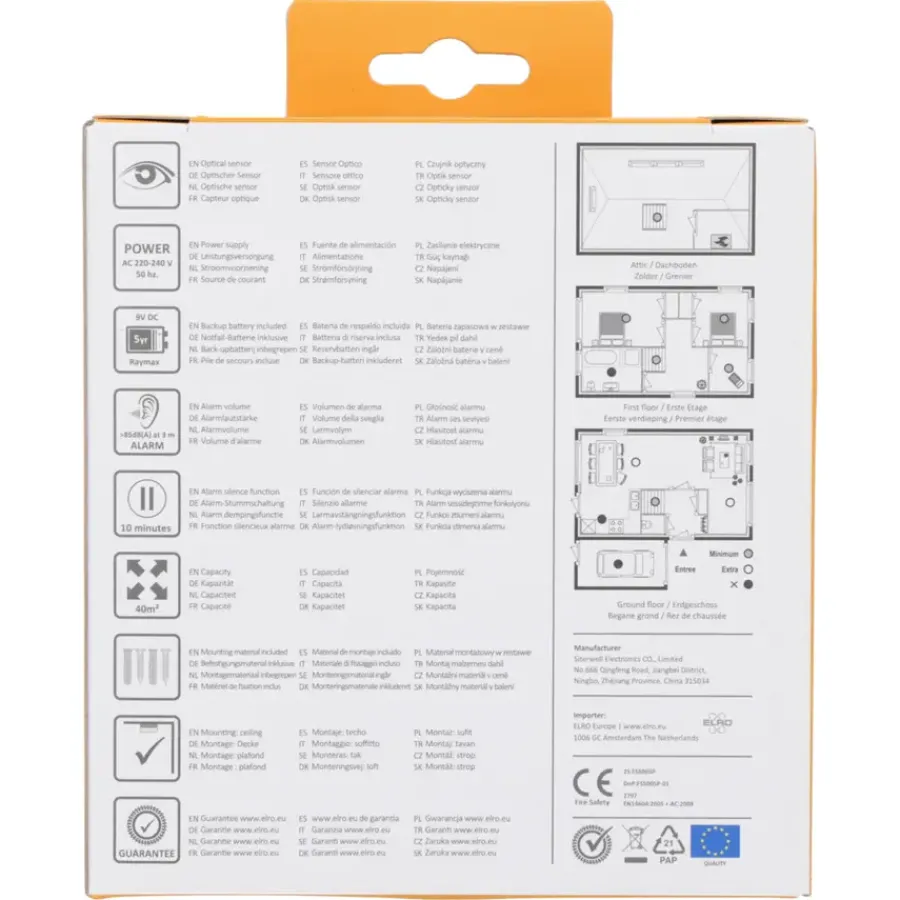 Rookmelders > Elro FS5005P optische rookmelder inclusief 5 jaar batterij