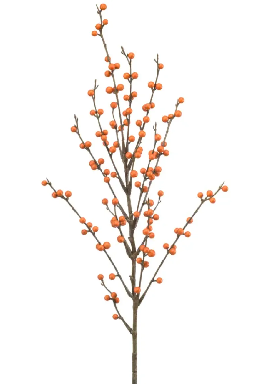 Emerald kunstbloem Ilex berry spray oranje 90cm