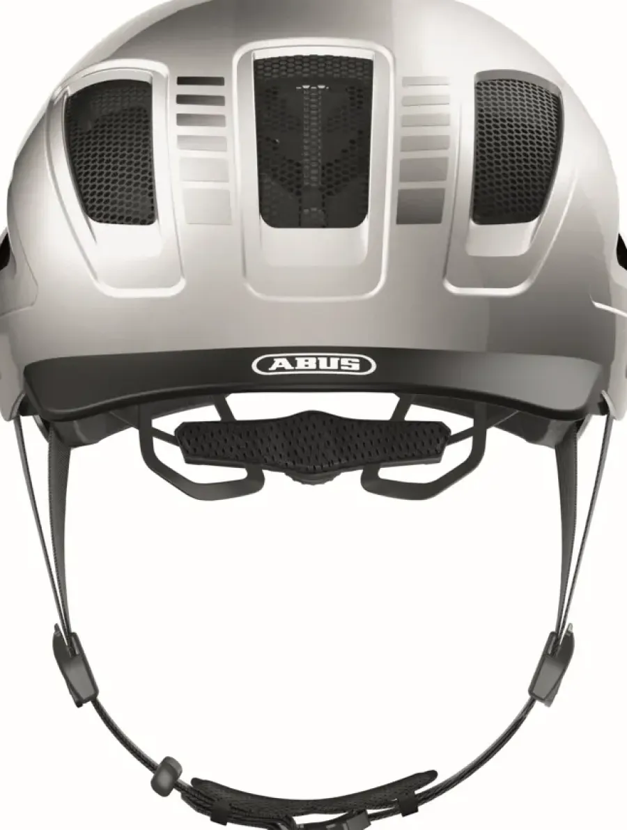 Fietskleding > Abus Fietshelm Hyban 2.0 signal silver M