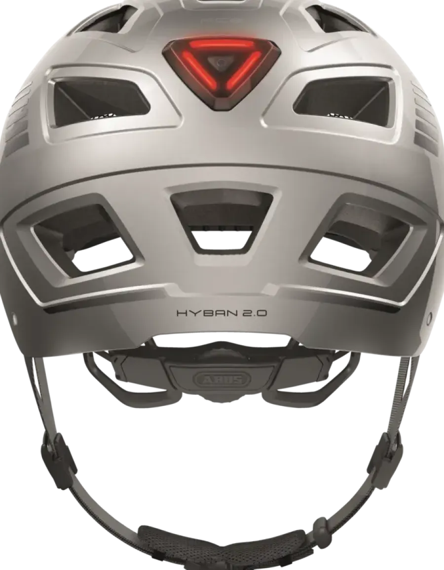 Fietskleding > Abus Fietshelm Hyban 2.0 signal silver M