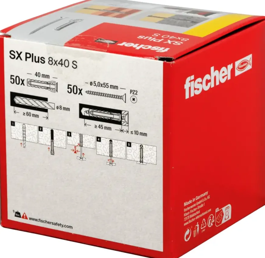 Fischer SX plus plug met schroef PZ2 8x40 mm 50 stuks
