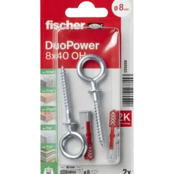 Fischer Universeelplug DuoPower 8x40mm met ooghaak 2 stuks
