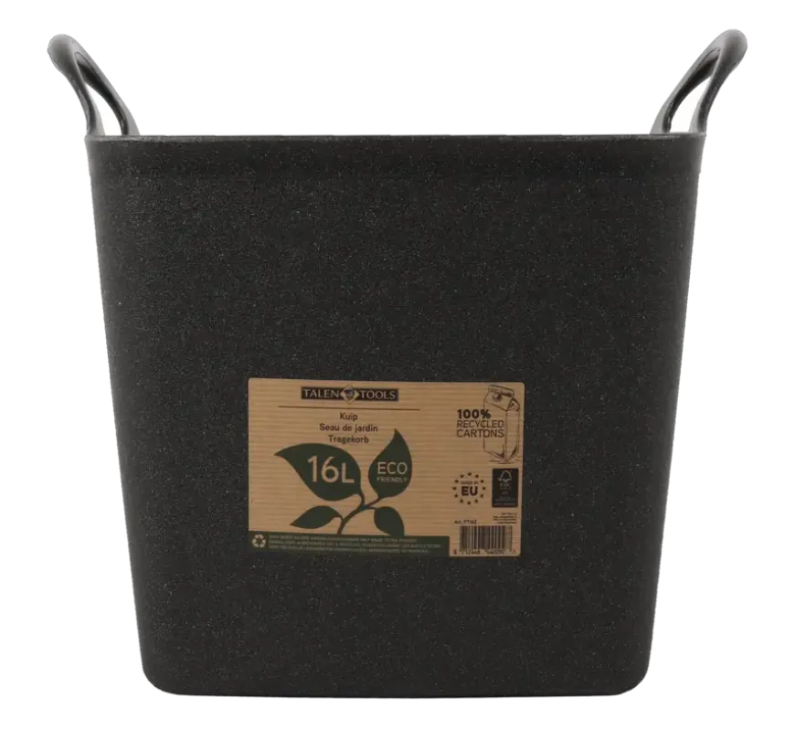 Flexibele kuip / emmer Zwart 16L (100% gerecycled)