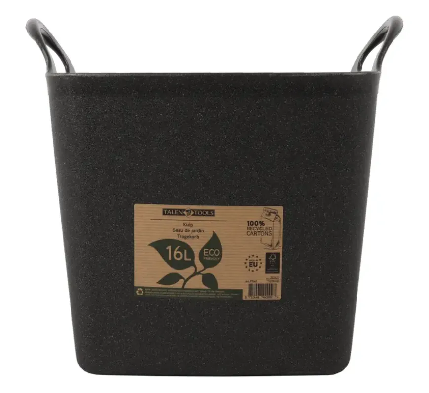 Flexibele kuip / emmer Zwart 16L (100% gerecycled)