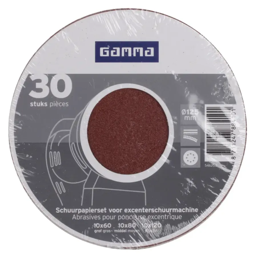 Schuuraccessoires > GAMMA schuurschijf gold rond 125mm 30 stuks