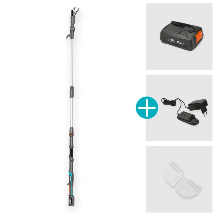 Snoeigereedschap > Gardena 18V telescopische takkenschaar 2,5m (P4A) Incl. 2.0Ah accu + lader