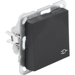 Inbouw Schakelmateriaal|Stopcontacten & Overige Contactdozen > Gira E2 Inbouw Enkel Geaard Stopcontact met Klepje Mat Zwart