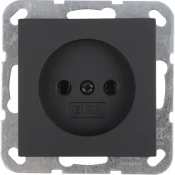 Inbouw Schakelmateriaal|Stopcontacten & Overige Contactdozen > Gira E2 Inbouw Enkel Stopcontact Mat Zwart