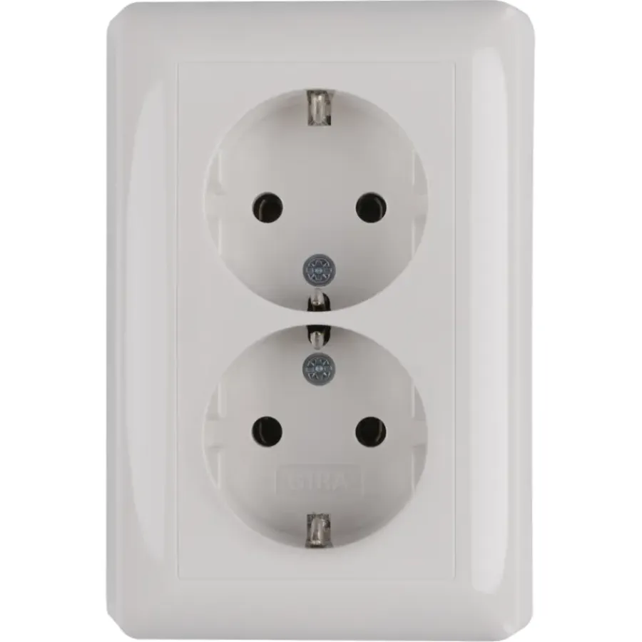 Inbouw Schakelmateriaal|Stopcontacten & Overige Contactdozen > Gira ST55 Inbouw Dubbel Geaard Stopcontact Wit