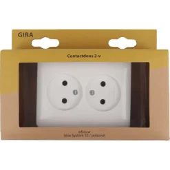 Inbouw Schakelmateriaal|Stopcontacten & Overige Contactdozen > Gira ST55 Inbouw Dubbel Stopcontact Wit