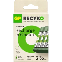 Batterijladers > GP Batterijlader 411 + 4x oplaadbare batterijen AAA 850mAh ReCyko + Micro USB-lader