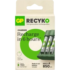 Batterijladers > GP Batterijlader + 4x oplaadbare batterijen AA 2100mAh ReCyko + Micro USB-lader