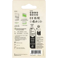 Batterijladers > GP Batterijlader + 4x oplaadbare batterijen AA 2100mAh ReCyko + Micro USB-lader