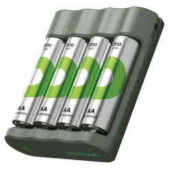 Batterijladers > GP Batterijlader + 4x oplaadbare batterijen AA 2100mAh ReCyko + Micro USB-lader