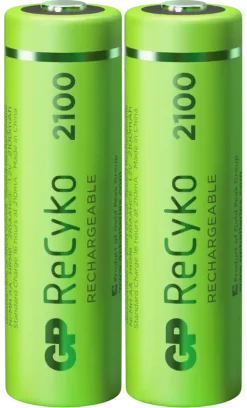 Batterijen|Oplaadbare Batterijen > GP Batterij Oplaadbaar AA NiMH 2100mAh ReCyko 1,2V 2 Stuks