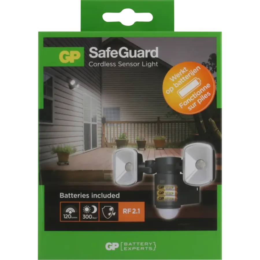 Werklampen > GP Safeguard LED buitenlamp op batterijen met bewegingsmelder