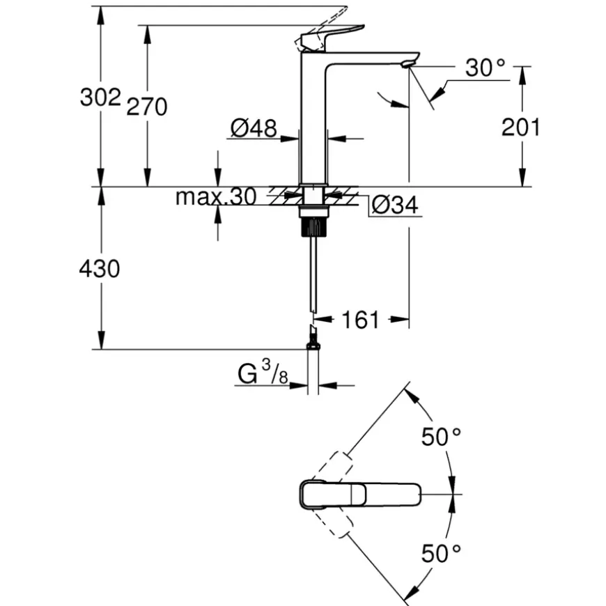 Grohe Dice wastafelmengkraan XL-Size Mat Zwart