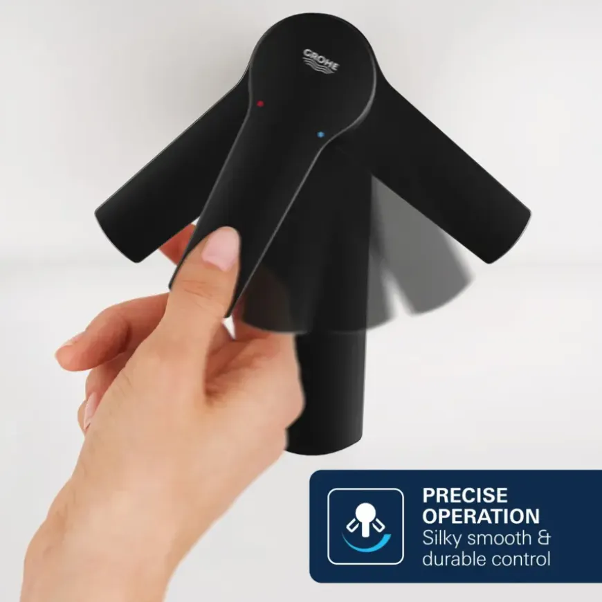 Grohe Dice wastafelmengkraan S-Size Push open Mat Zwart