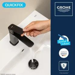 Grohe Dice wastafelmengkraan S-Size Push open Mat Zwart