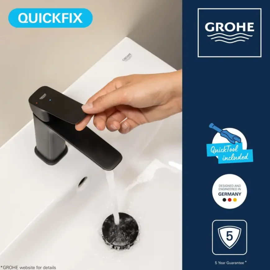 Grohe Dice wastafelmengkraan S-Size Push open Mat Zwart