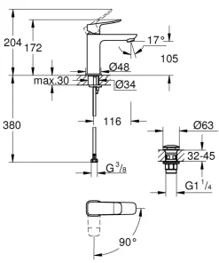 Grohe Dice wastafelmengkraan M-Size Push open Mat Zwart