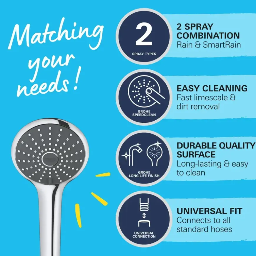 Grohe douchekop Quickfix Vitalio Joy handdouche 2 standen ø 11 cm chroom