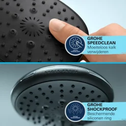 Grohe douchesysteem Vitalio Start 250 met handdouche en thermostaatkraan 2 standen chroom, max. 8,0 L/min bij 3 bar - hartafstand kraan 15 cm