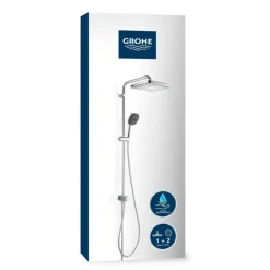 Grohe Douchesysteem Vitalio Comfort 250 Douchesysteem vierkant met omstelling, Max. 8,0L/M Bij 3 Bar Chroom - hartafstand kraan 15 cm