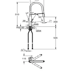 Grohe Keukenkraan Feel met Spoelkraan Supersteel