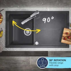 Grohe keukenkraan Quickfix Start uitrekbaar zwart