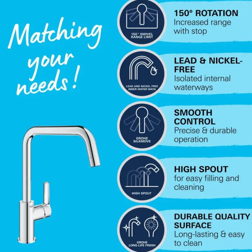 Grohe keukenkraan Start hoge U-uitloop QuickFix chroom