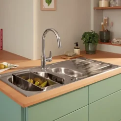Grohe Keukenmengkraan Start Edge Hoge Uitloop Uittrekbare Mousseur Chroom