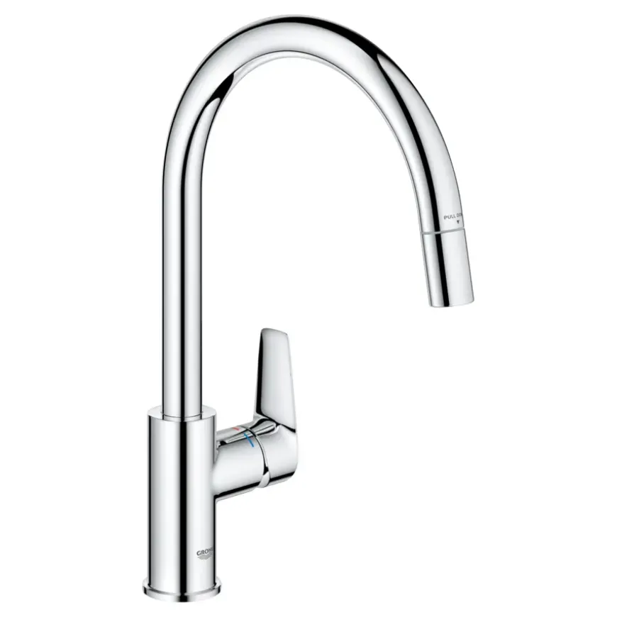 Grohe Keukenmengkraan Start Edge Hoge Uitloop Uittrekbare Mousseur Chroom