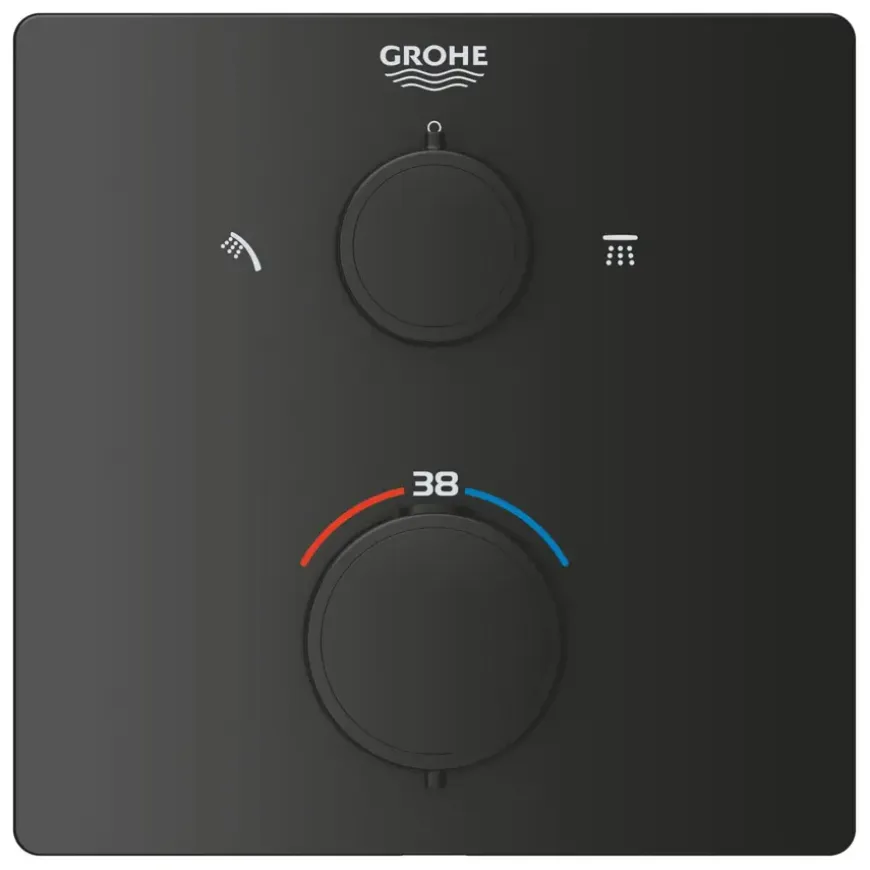 Grohe Precision Thermostat Perfect inbouw douchesysteem met Vitalio Comfort 250 hoofddouche vierkant Mat Zwart