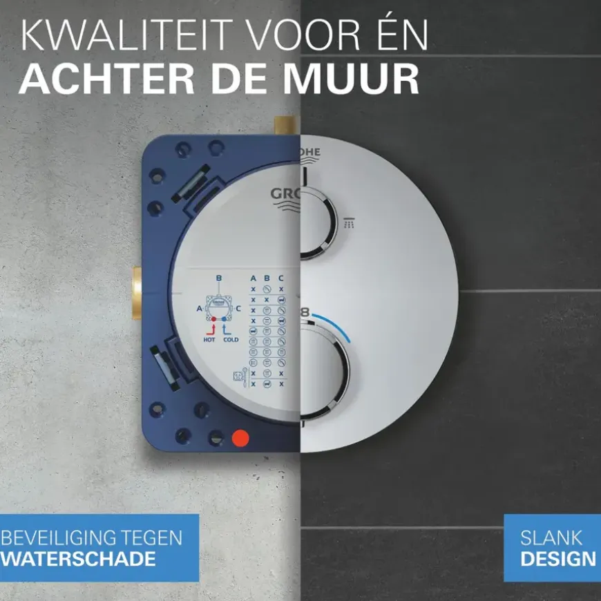 Grohe Precision Thermostat Perfect inbouw douchesysteem met Vitalio Rain Mono 310 hoofddouche vierkant Chroom